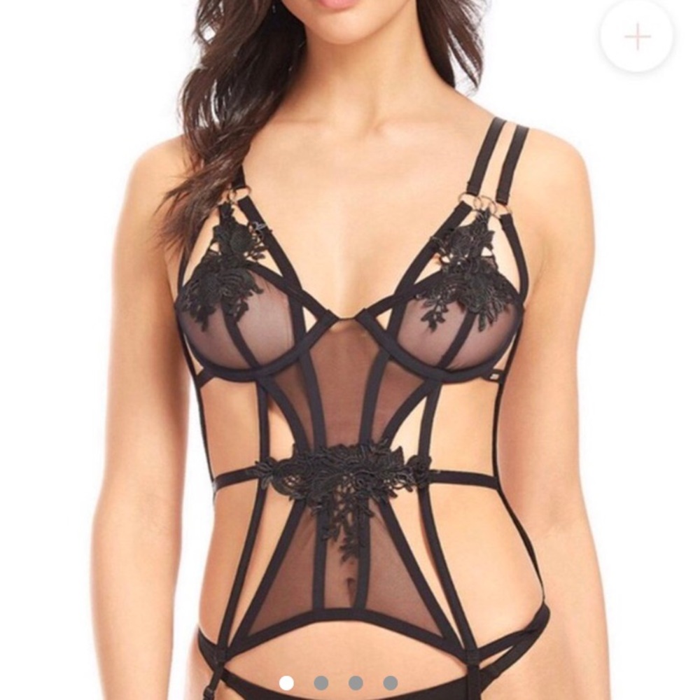 Bluebella Fina Basque cage lingerie with garters